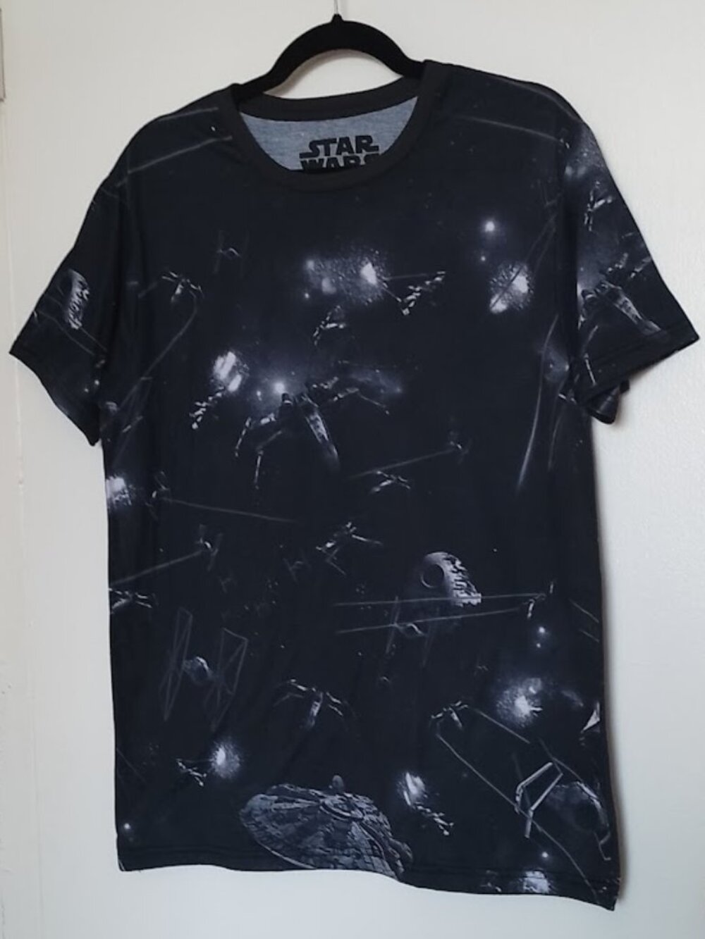 Star Wars Licensed Merch Mens' T-Shirt, Galaxy Space Battle All-Over Print